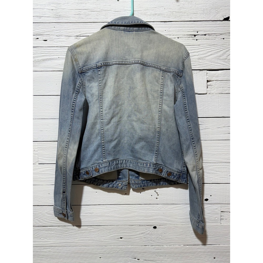 Gap Denim Jacket Womens Medium Light Wash 1969 Trucker Stretch Blue Excellent - Picture 4 of 4